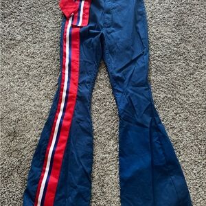 NWOT- Judith March Blue Flared Bottoms with Red and White Stripes
